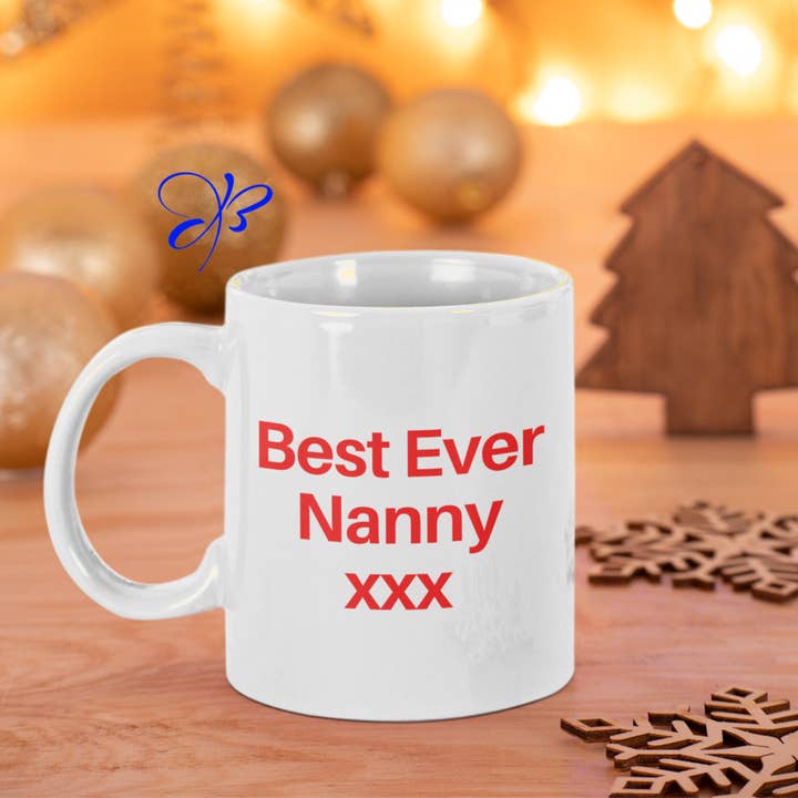 Best Ever Tasse à café en céramique blanche et rouge 11oz personnalisée pour la vente par The Graceful Dragonfly