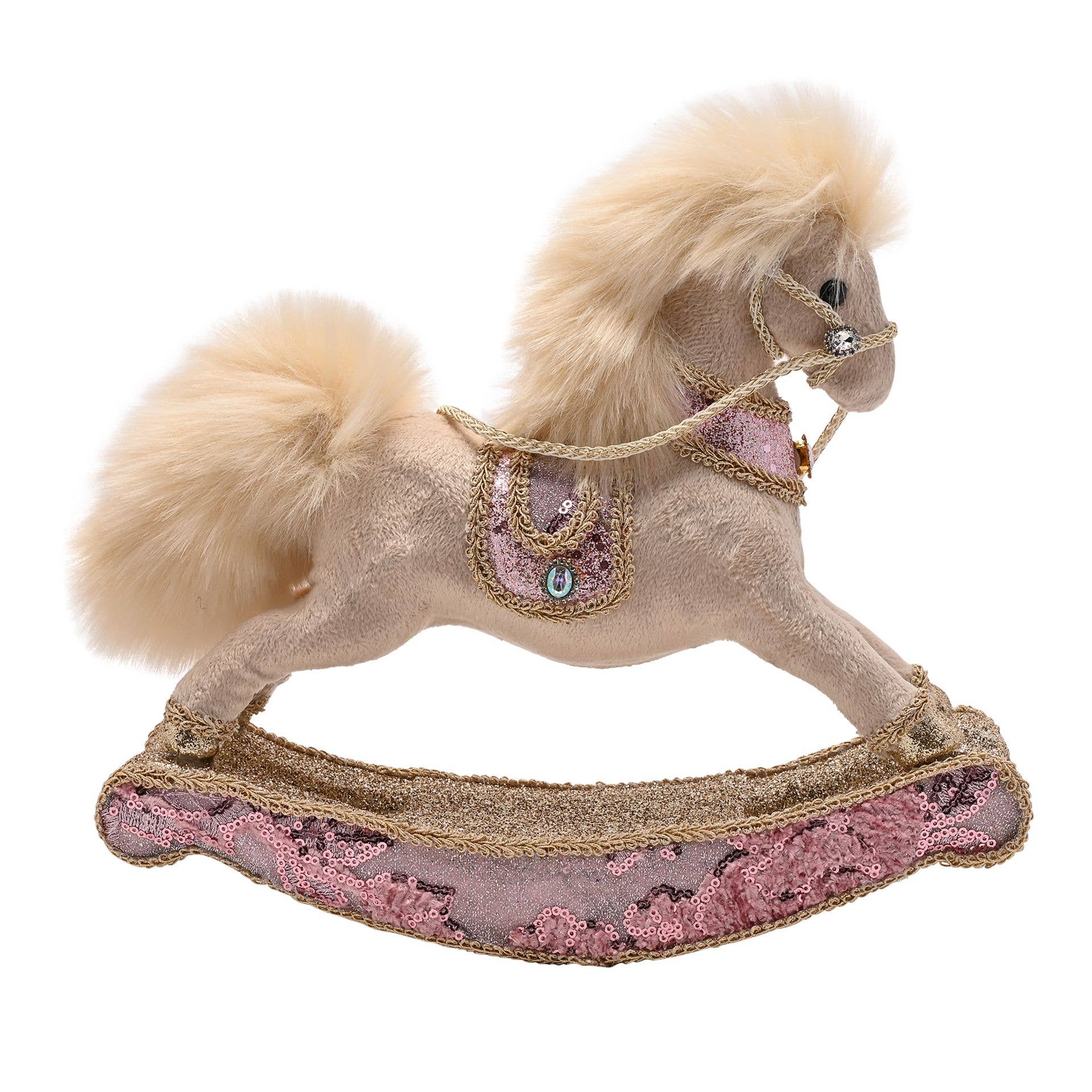 WIDDOP and Co. - Wholesale Ornament - Velvet Rocking Horse - 30cm0