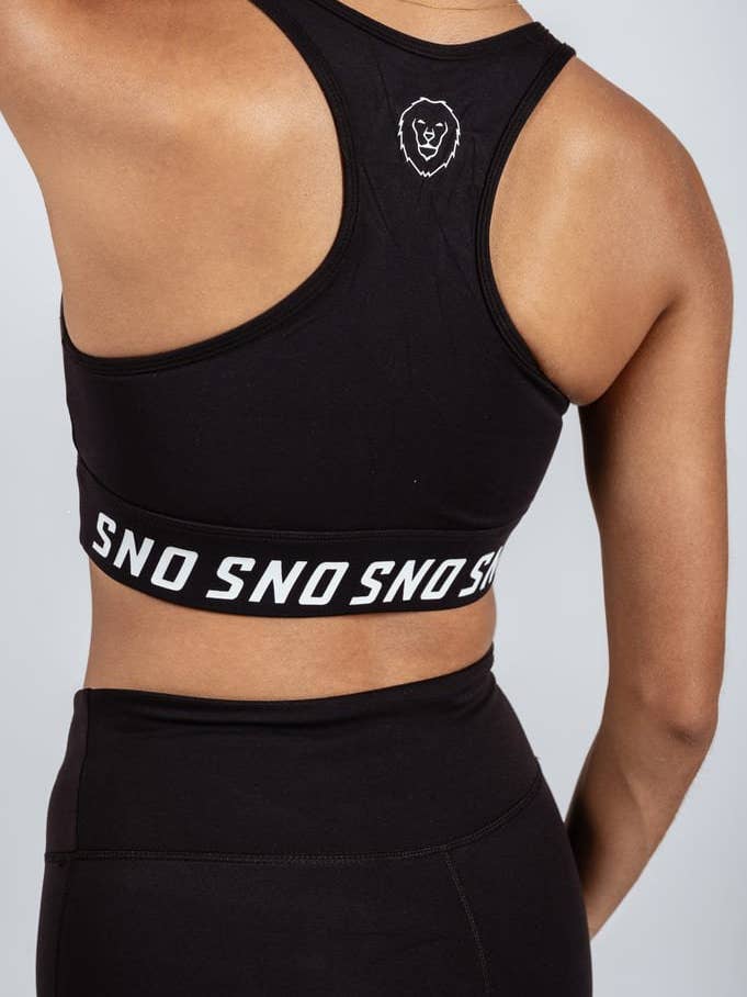 Black SNO Scoop Neck Sports Bra for wholesale on Faire