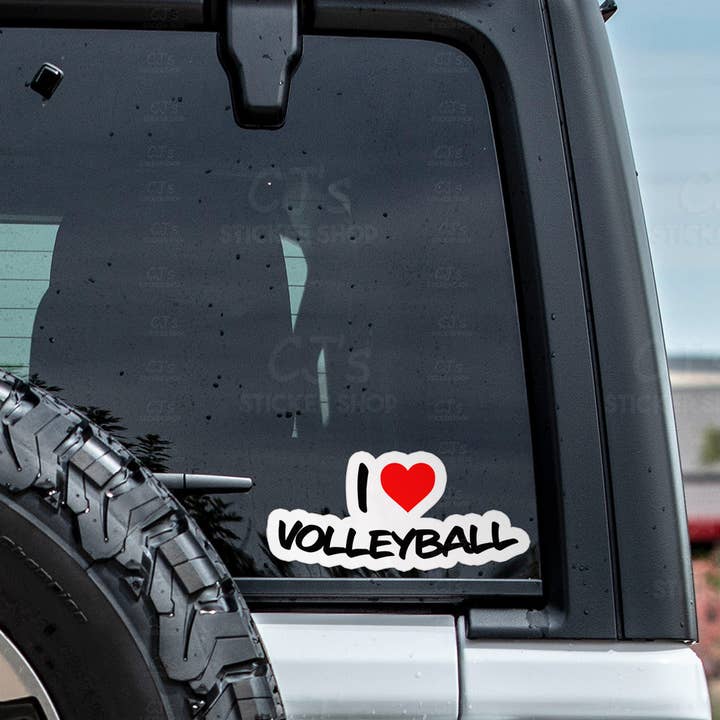 CJ's Sticker Shop - Vendita all'ingrosso Adesivo - Adesivo in vinile con scritta «I Love Volleyball»2