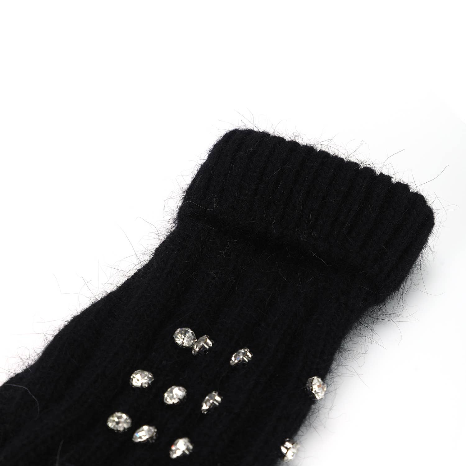PEACH ACCESSORIES - Wholesale Gloves - Women's - Elegant Knitted Gloves with Rhinestone in Silver SD004-2 12