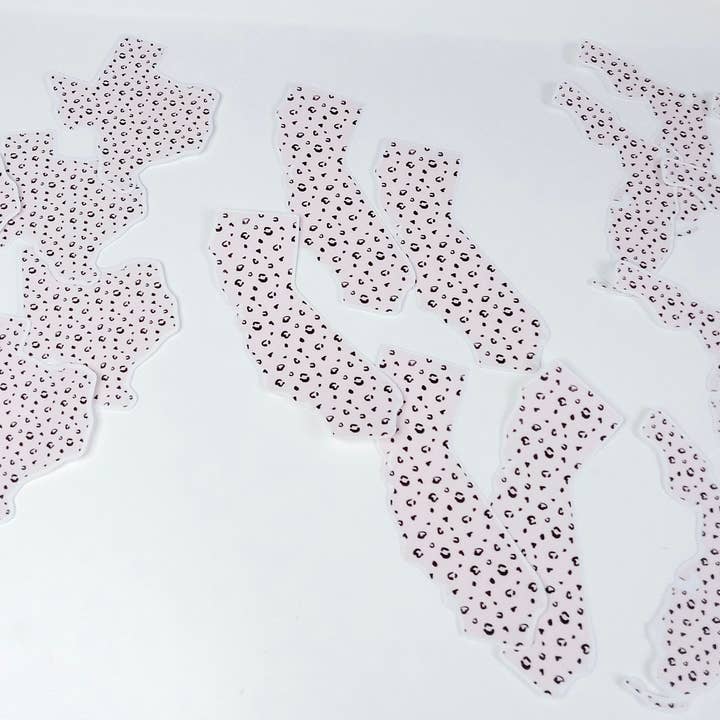 Pink Leopard Collection State Sticker for wholesale by Woohoo! Stationery