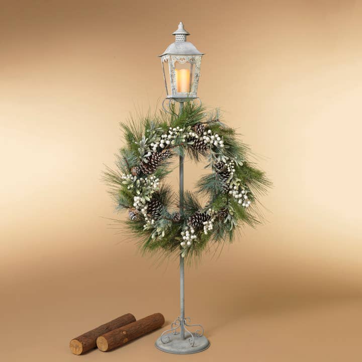 The Gerson Companies - Wholesale Wreath - Promos 62"H Metal Antique Lantern Wreath Stand, K/D