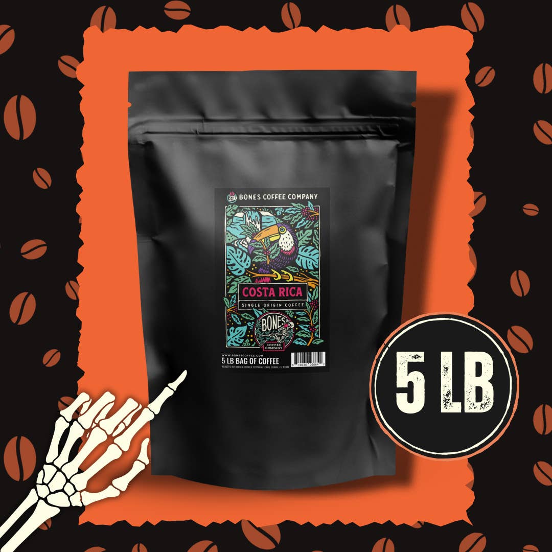 Bones Coffee Company - Wholesale Coffee beans - Costa Rica Single-Origin Coffee | 5lb | Whole Bean & Ground