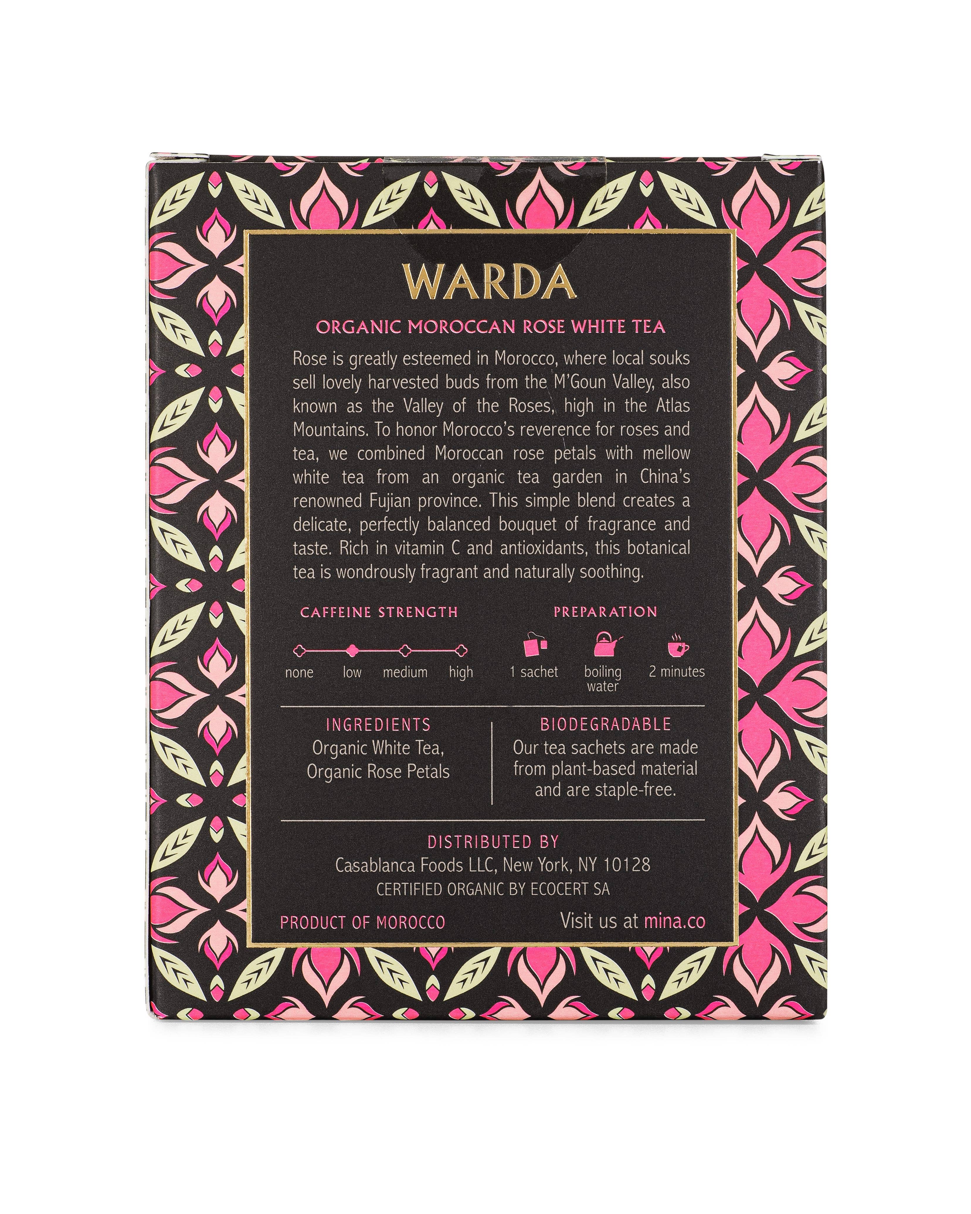 Mina - Wholesale Tea Bags - 15 ct Warda Organic Moroccan Rose White Tea2