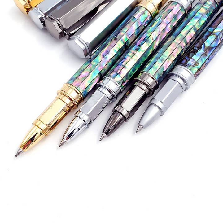Napier Prism Abalone Shell Magnetic Chrome Pen for wholesale by Woodnotch