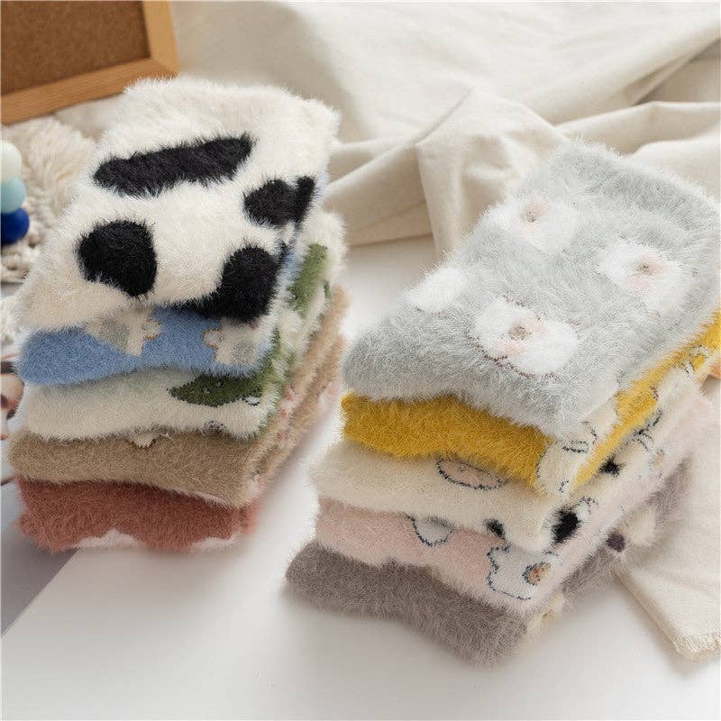 Gohobi （We cover U.S. import duties） - Vente Chaussettes – femme - Chaussettes en polaire Gohobi avec animaux mignons15