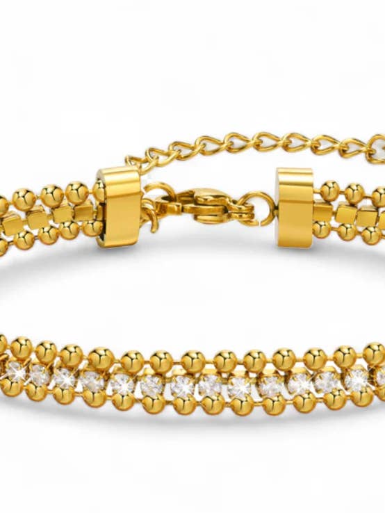 Cecile Chain and Tennis Bracelet- Steel- 14L for wholesale by HoopLa