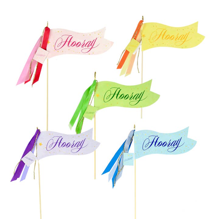 Happy Pennants 12" - "Hooray" & "Happy Birthday" - Set of 12 for wholesale by TOPS Malibu
