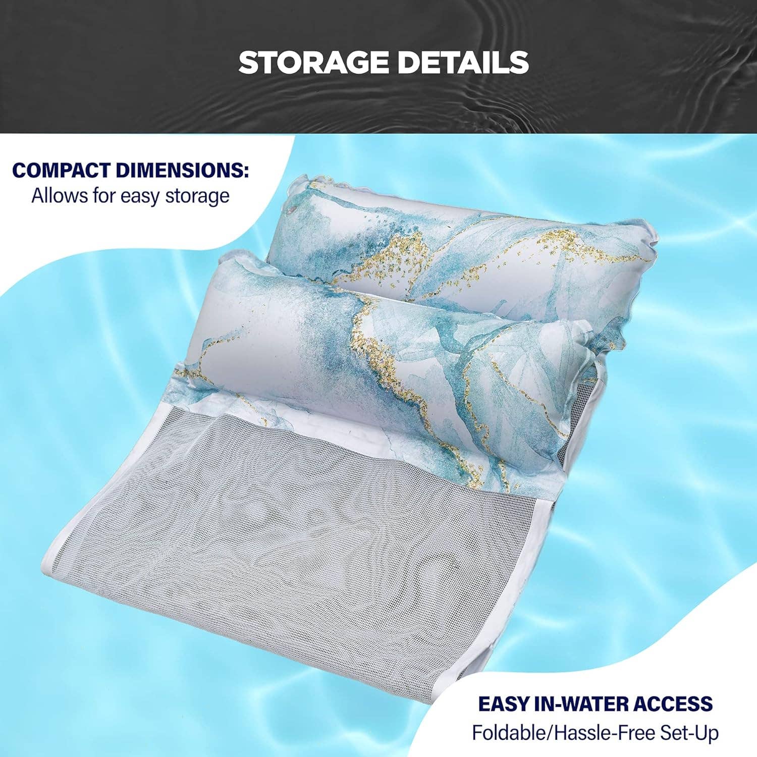 Infinite Basics – Engroshandel Hængekøje – [3-pakke] Premium Pool Floats Oppustelige liggestole - svømmehængekøje til voksne med mesh-bundsæde (bulkpakke)4