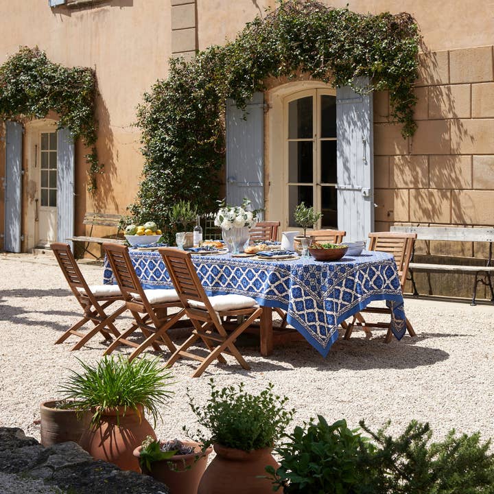 Caravan Home - Wholesale Tablecloth - Azulejo Blue Tablecloth2