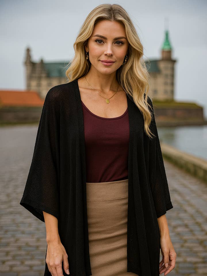 17079 Zwarte Draperende Vest voor wholesale door LTX Sportswear