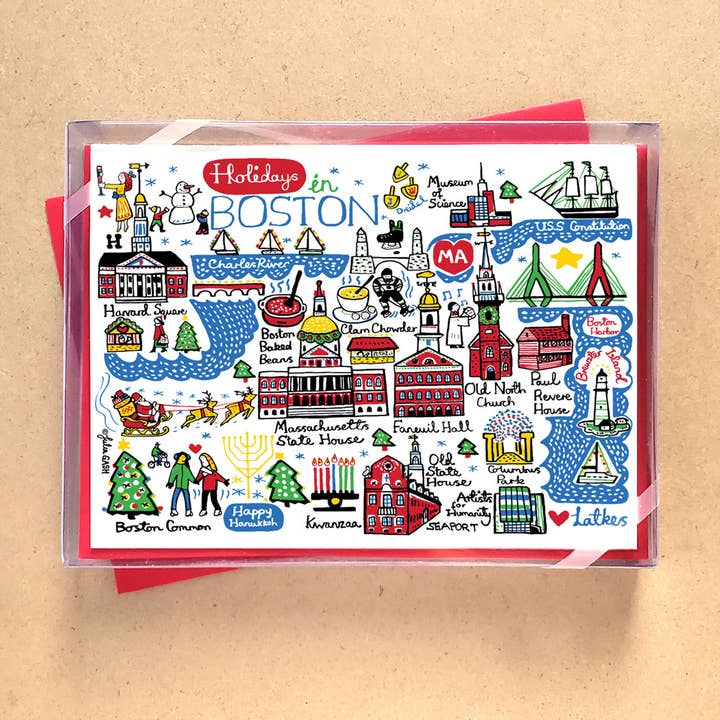 Holidays in Boston Boxed Holiday Cards for wholesale by Allport Editions