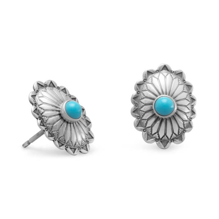 Oxideret turkis Concho Stud Øreringe for engroshandel hos Silver Stars Collection