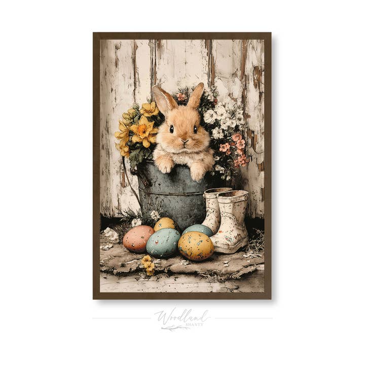 Framed Spring Bunny Easter Sign for wholesale by Woodland Shanty