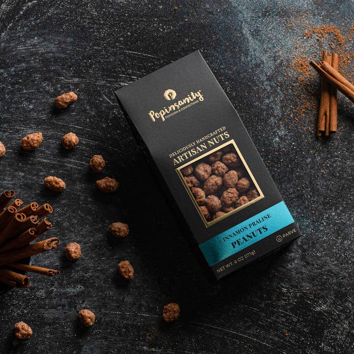 Popinsanity Popcorn & Confections - Wholesale Nuts - 🆕 Cinnamon Praline Peanuts | Gourmet Candied Nuts Gift Box
