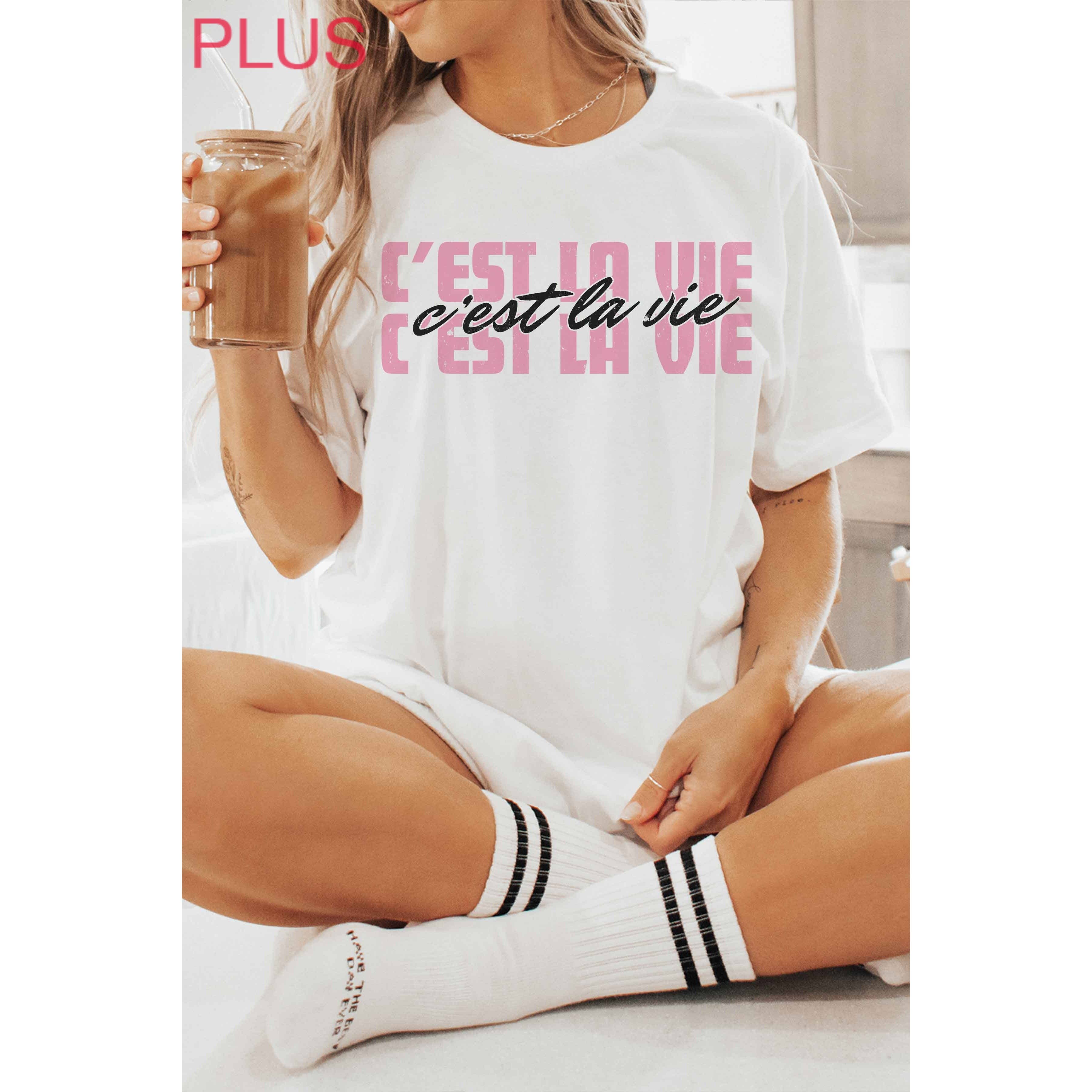 BLUME & CO. - Vente T-shirt sérigraphié – femme - GRANDES TAILLES - T-shirt graphique CEST LA VIE3
