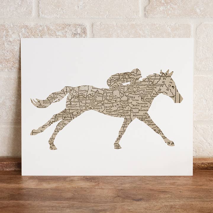 Imprimé cheval de course du Kentucky 18 po x 24 po pour la vente par Jerry and Julep, LLC