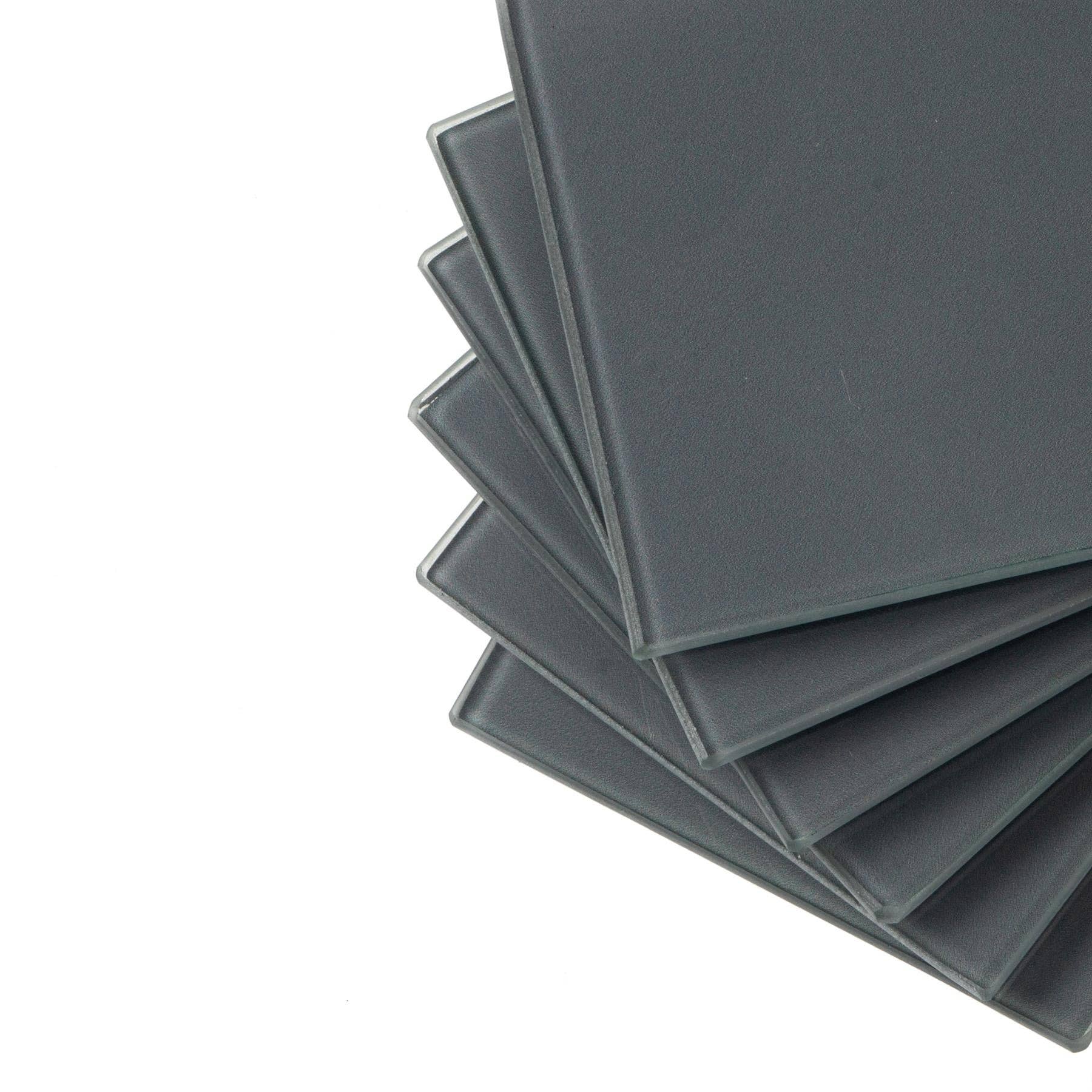 Rinkit Ltd – wholesale Coasters – Harbour Housewares Glass Coaster - Square - Grey - 10cm5