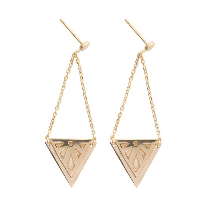 Boucles d'oreilles Rise dorées pour la vente par House Thirteen