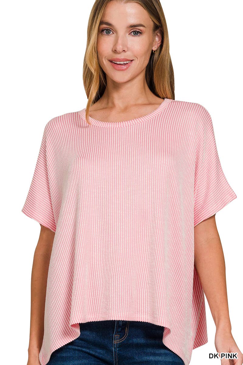 42POPS - Wholesale Knit Top - Women's - `.Cord Rib Pin-striped Oversized Top24