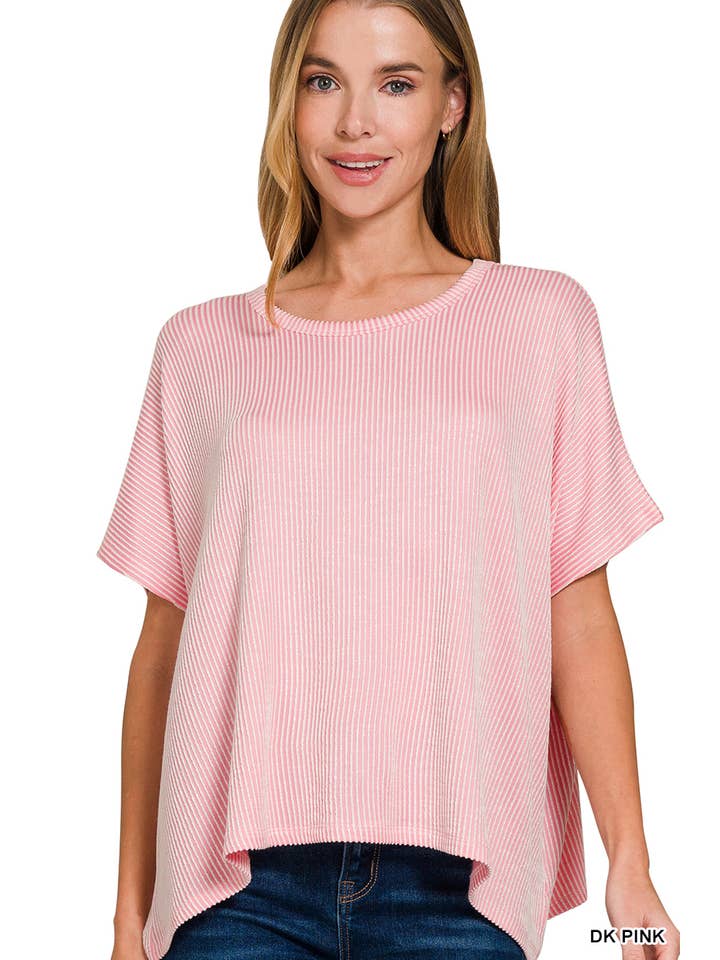 42POPS - Wholesale Knit Top - Women's - `.Cord Rib Pin-striped Oversized Top24