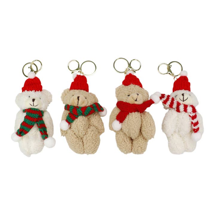 ASSORTED Christmas Muffler Bear Key Chain SS41014-21..(12PC) for wholesale on Faire11