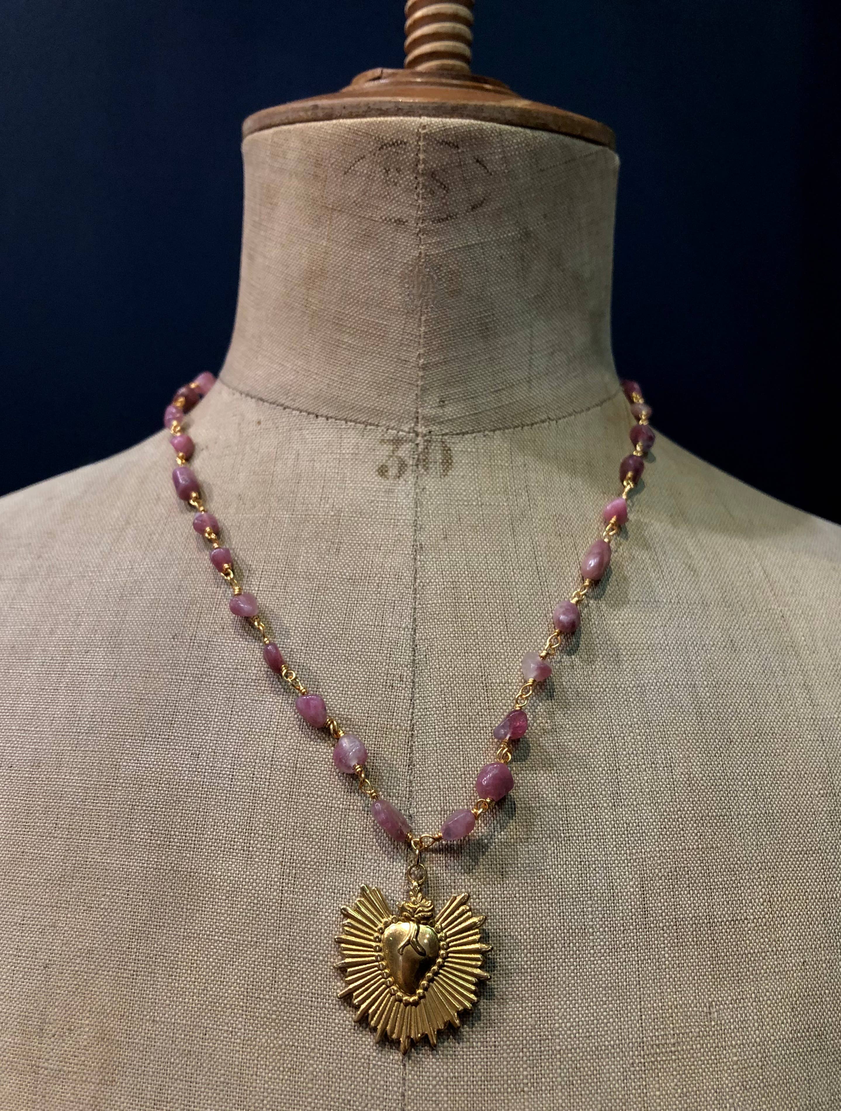 Fascinato – Engroshandel Halskæde med vedhæng – Halskæde Benvolio - Sten - Rhodonite1