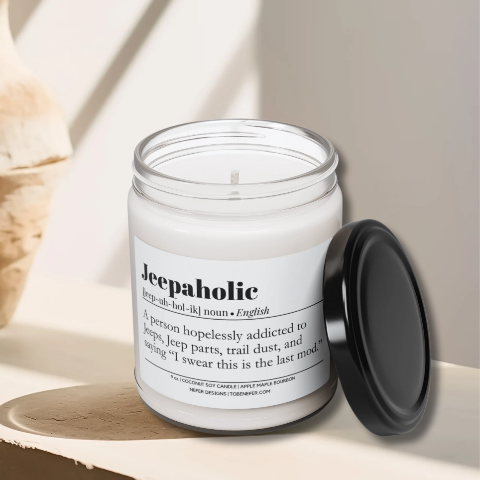 Nefer Designer Candles & Home Decor - Wholesale Jar/Filled Candle - Jeepaholic Soy Candle | 4 oz & 9 oz | Custom Scents3