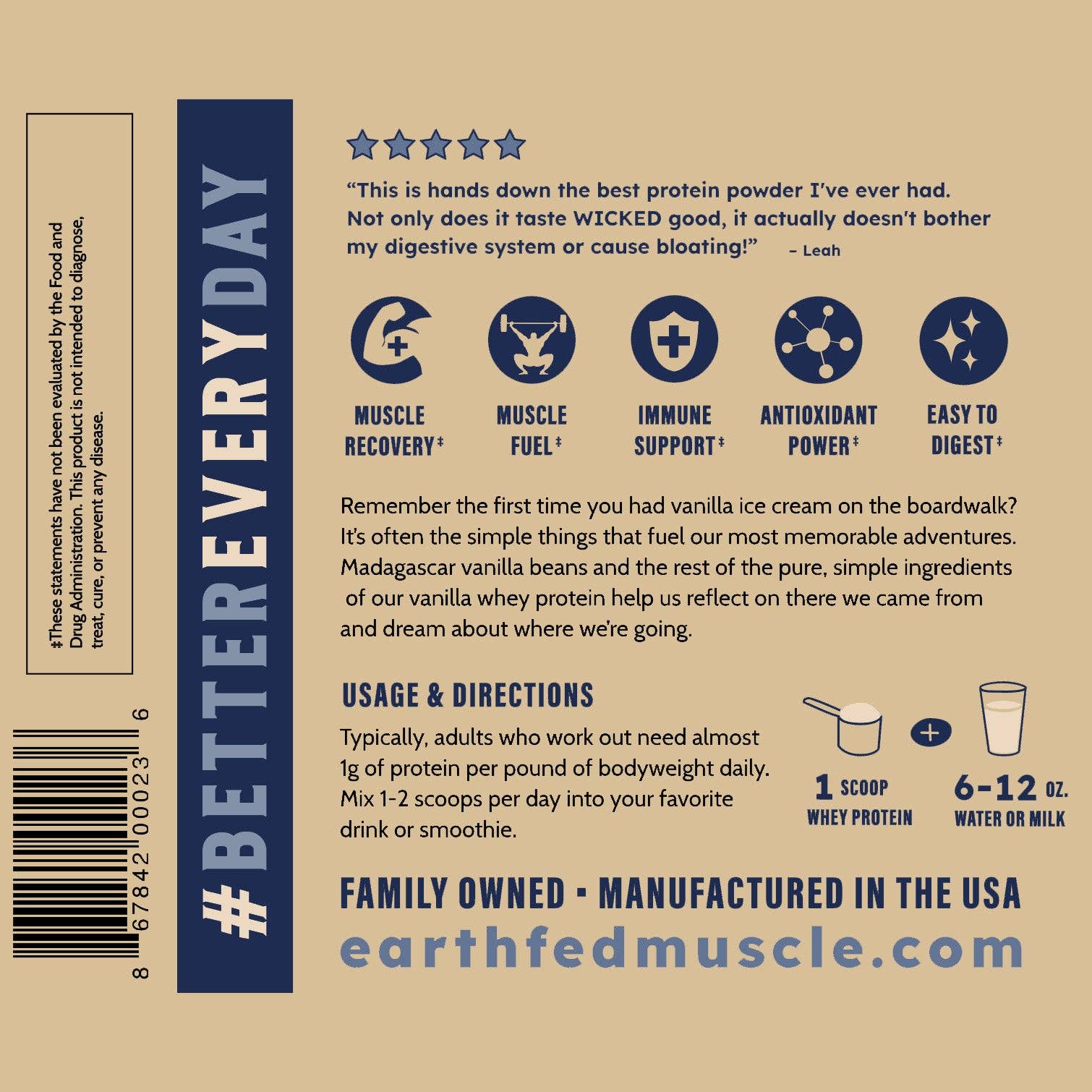 Earth Fed Muscle - Wholesale Protein/Superfood Powder - Whey Back Vanilla Grass-Fed Whey Protein12