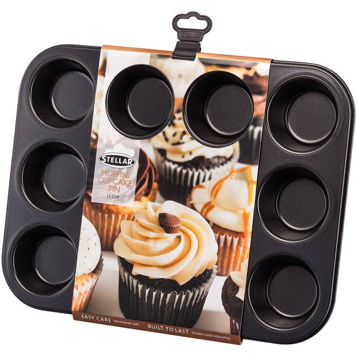 12-kops cupcake-/muffinform, non-stick, 6,5 x 3 cm kopstørrelse for engroshandel hos Stellar