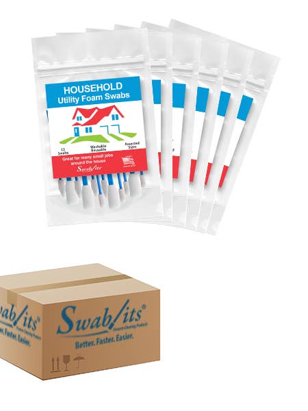 (6 Beutel Koffer) Swab-its® Koffer mit 12er-Packung Haushaltsschaumstoff-Reinigungstupfer: 88-8221-HW für den Großhandel von Swab-its