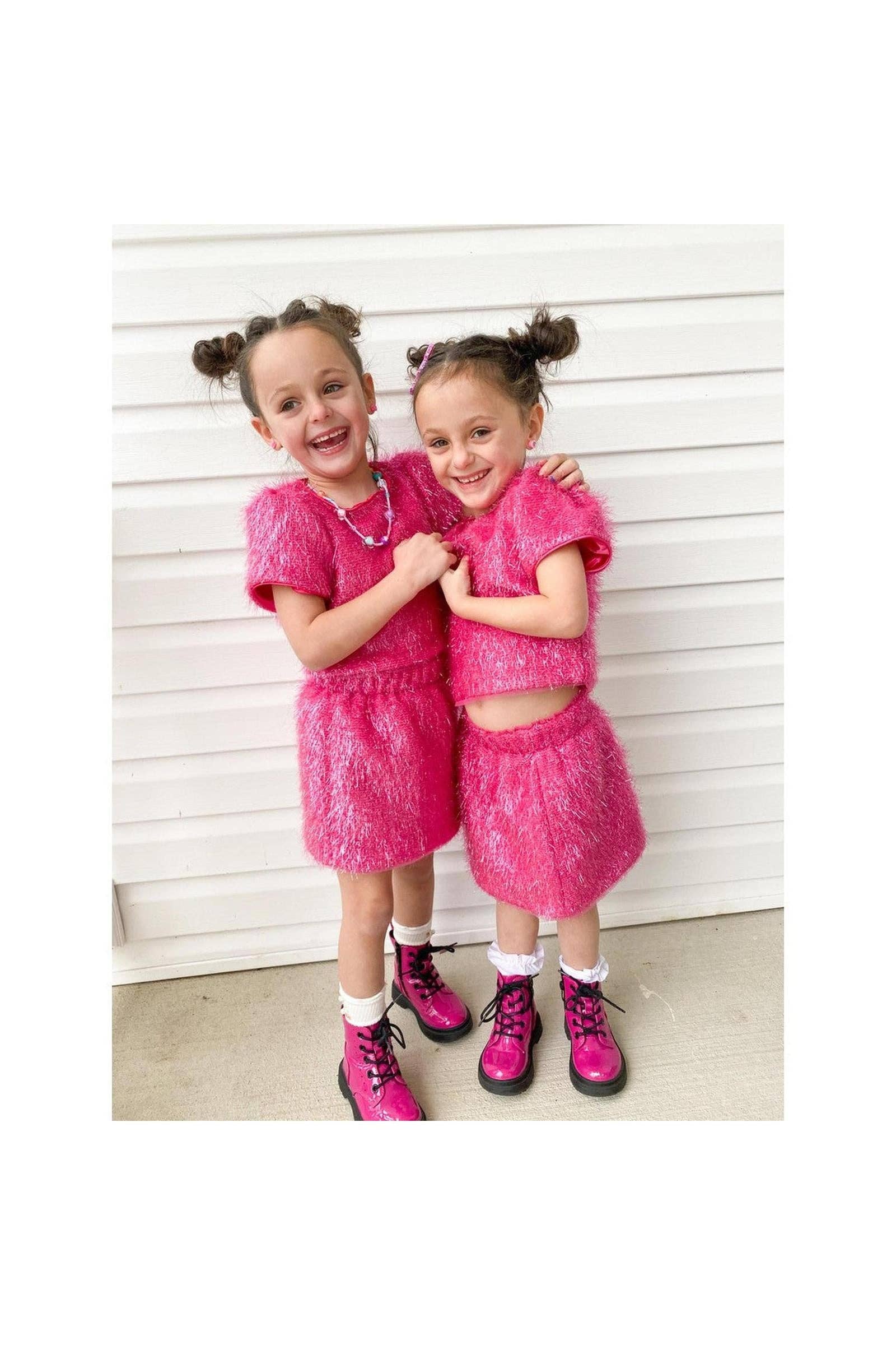 Three Wildflower Designs - Wholesale Top & Skirt Set - Kids - Pink Sparkle Tinsel Set9