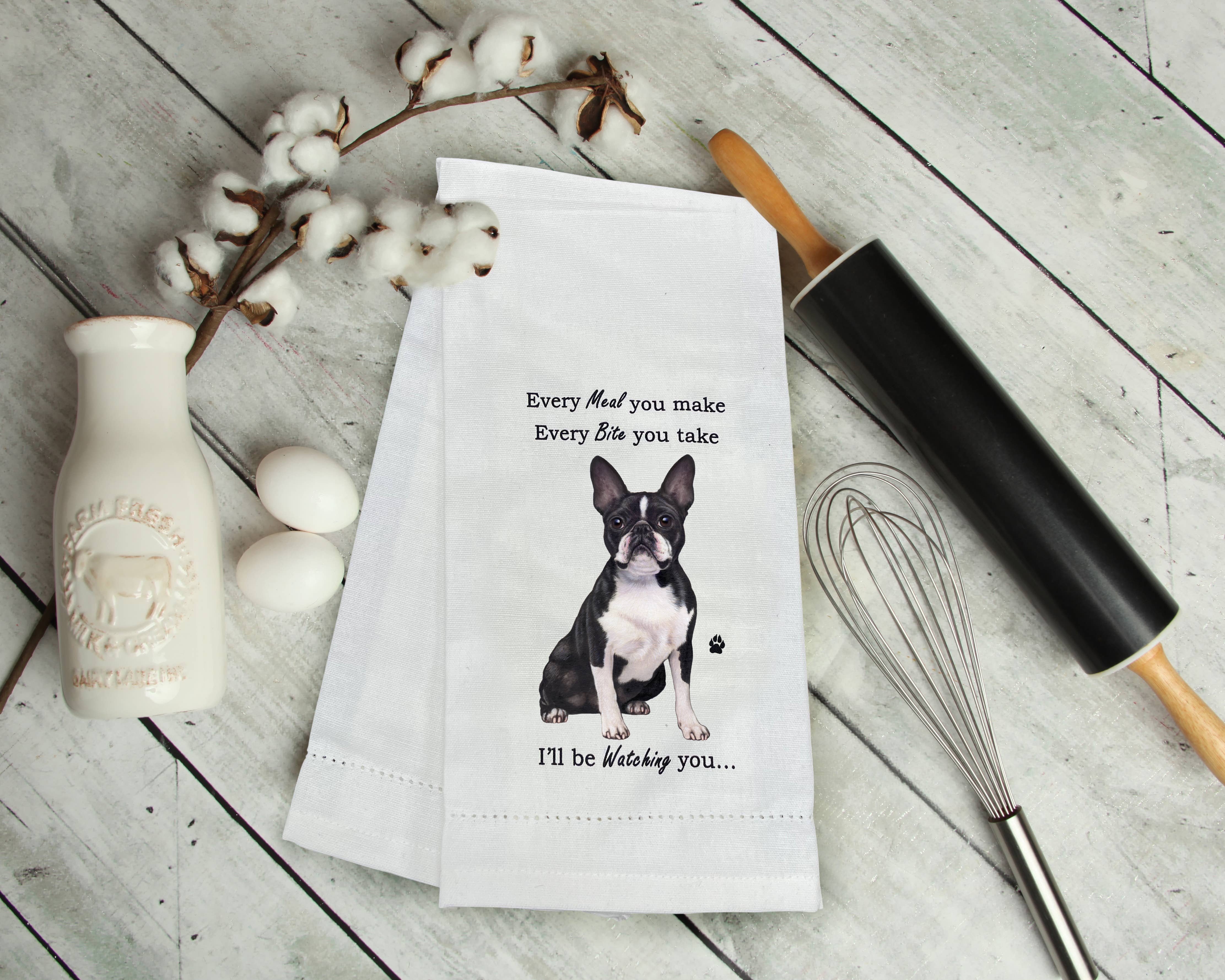 E&S Pets - Wholesale Tea Towel - Boston Terrier Kitchen Towel1