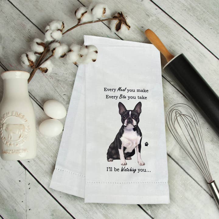 E&S Pets - Wholesale Tea Towel - Boston Terrier Kitchen Towel1