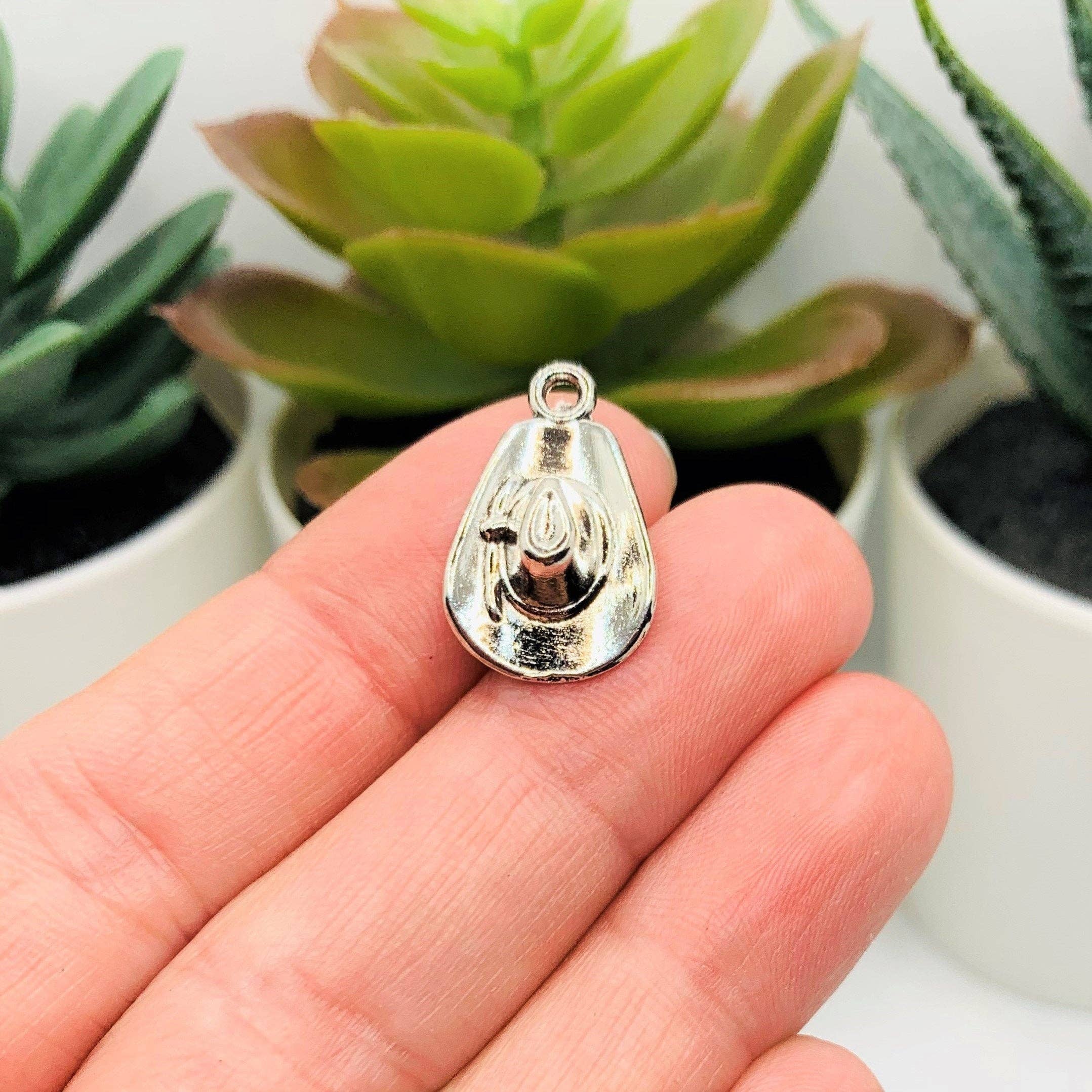Guerrilla Charm - Wholesale Individual Charm/Pendant - Silver Cowboy Hat Charms, 21x13mm2