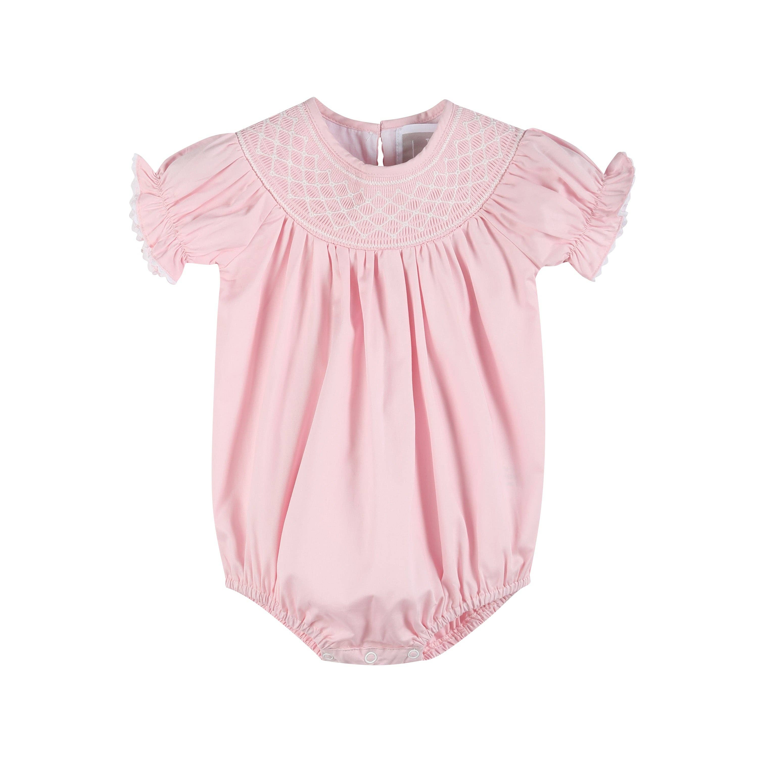 Lil Cactus - Vente Body (sans pieds) – bébé - Barboteuse à smocks rose et blanche0