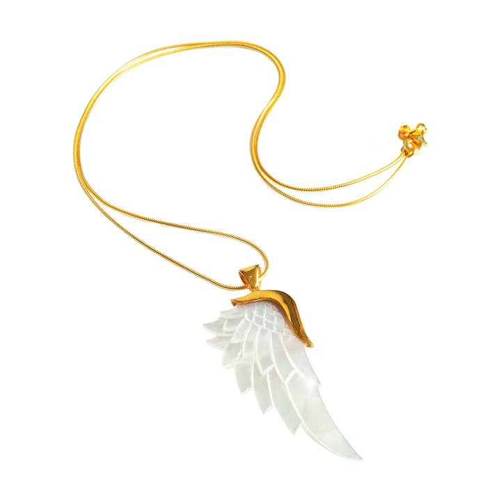 pure light angel wing necklace for wholesale by Sacred Space Sisters