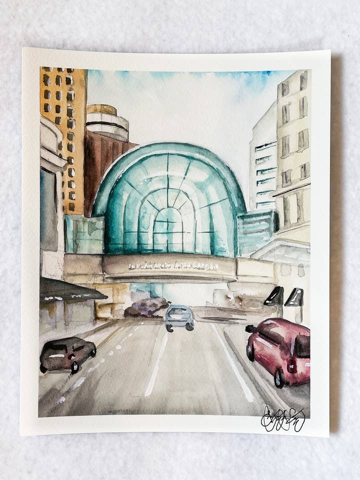 Watercolor Print of the Indianapolis Arts Garden for wholesale by Watercolor With Emily