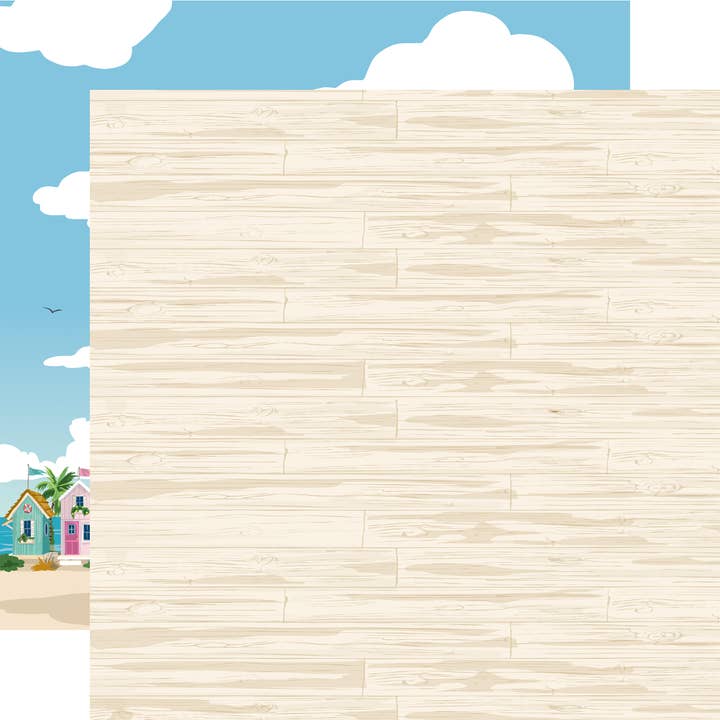 Echo Park Paper Co. – Scrapbook por atacado – Cidade Praiana: Papel Padrão de Madeira de Passadiço 12x12