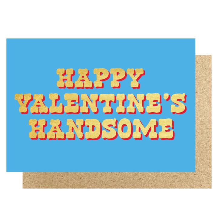 Happy Valentine's Handsome blue card for wholesale by Lucky Ink