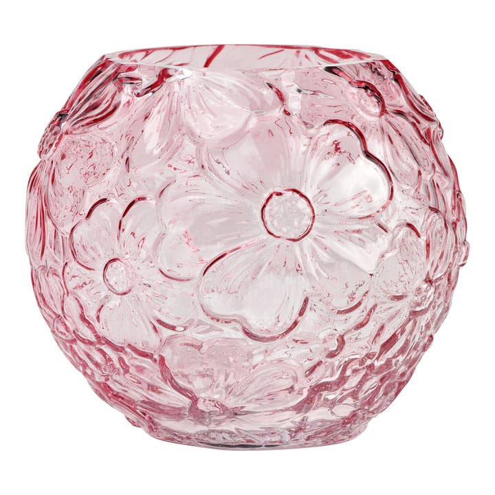 Vase décoratif en verre pour fleurs, rose (L/H/P) 15x13x15cm pour la vente par Wurm