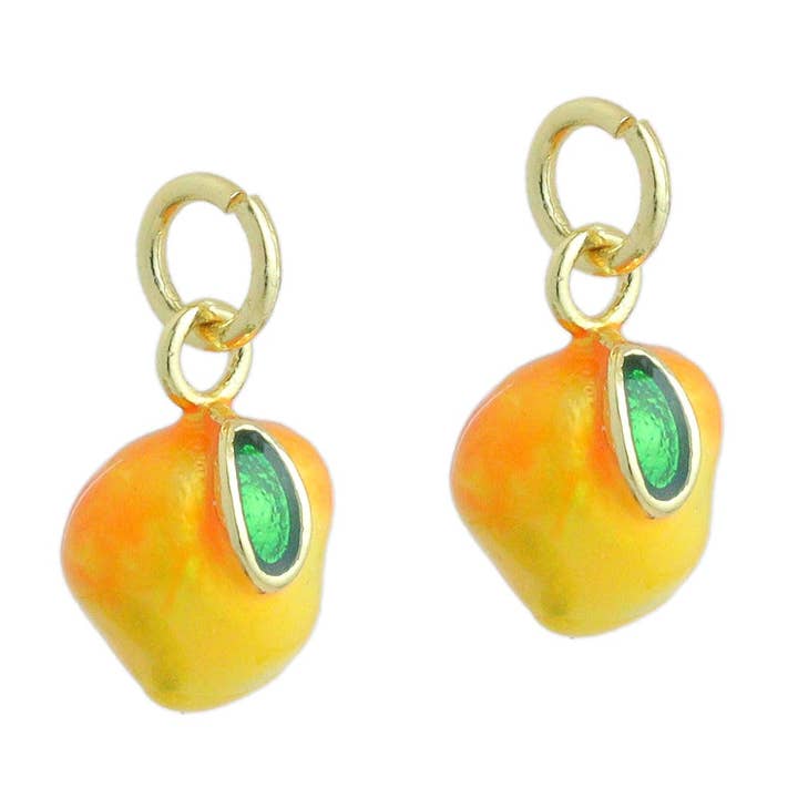 Pendente com Pendente Amarelo Laranja Esmalte Manga Ouro, Sku #LX848 por atacado de BestBeads&Beyond