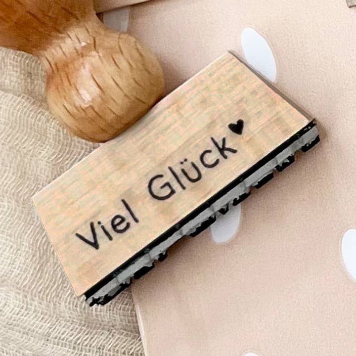 Tampon "Bonne chance" avec cœur, tampon cadeau, tampon naissance pour la vente par Der kleine Sperling