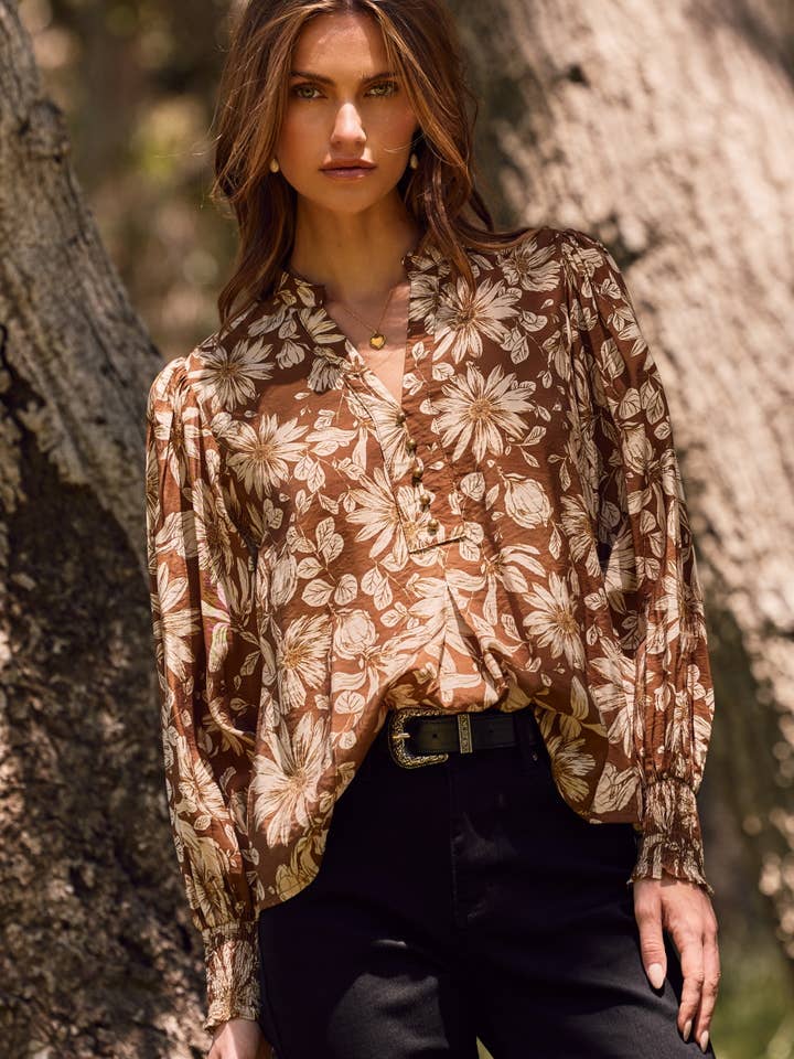 Sheer Floral Printed Blouse for wholesale by Oddi