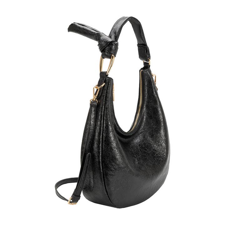 Melie Bianco - Wholesale Shoulder Bag - Women's - Lilie Black Recycled Vegan Shoulder Bag