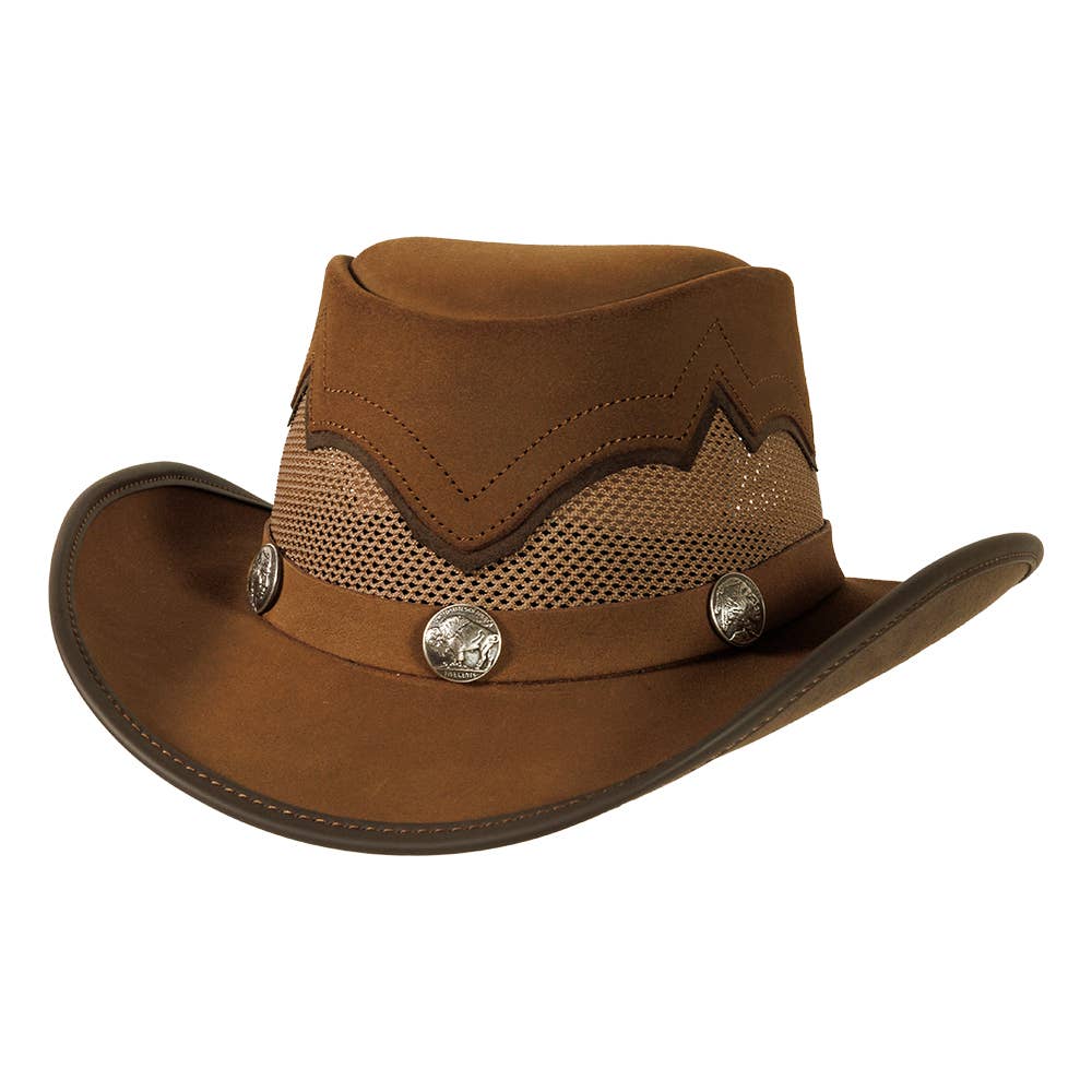American Hat Makers – Chapéu de cowboy - Unissexo por atacado – Chapéu de Rede em Pele Genuína Outback - Estilo Sierra36