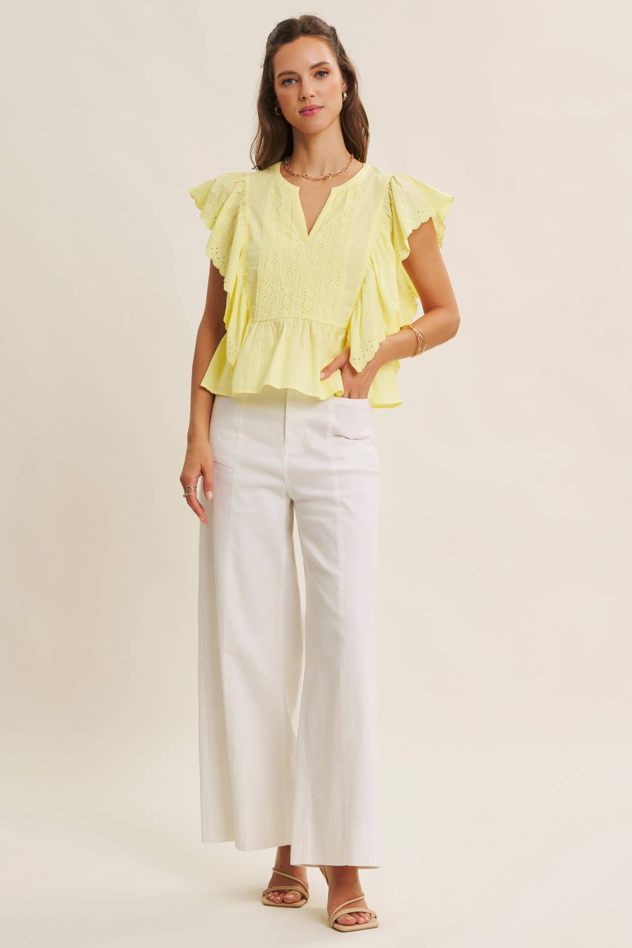 in february – Calças - Mulher por atacado – CALÇAS ESSENCIAIS DO DIA A DIA ELÁSTICAS DE PERNA LARGA E COMPRIMENTO ATÉ AO TORNOZELO42