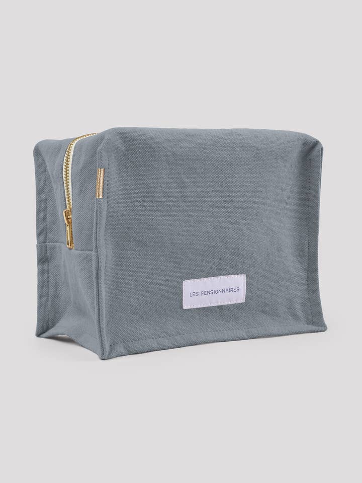 Horizon blå toilettaske i økologisk bomuldscanvas for engroshandel hos Les Pensionnaires
