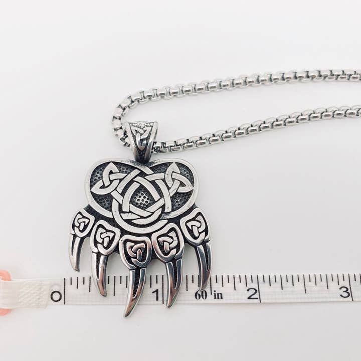 Mio Queena - Wholesale Pendant/Charm Necklace - Stainless Steel Celtic Knot Bear Claw Charm Necklace -MJ/MNP3